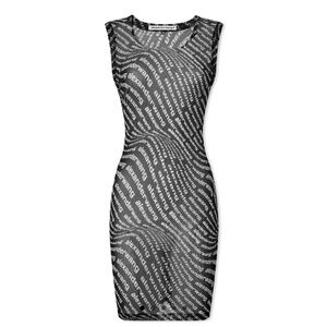 Alexander Wang Black and Silver Bodycon Dress Knee-Length
